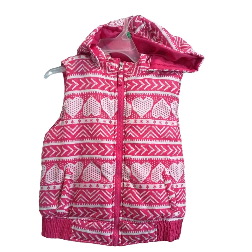 Pink Hearts Printed Girls Vest